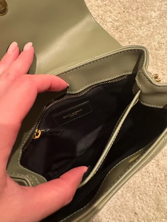 Saint Laurent Small Quilted Crossbody Bag in Sage Green with Gold Hardware - Picture 5 of 7